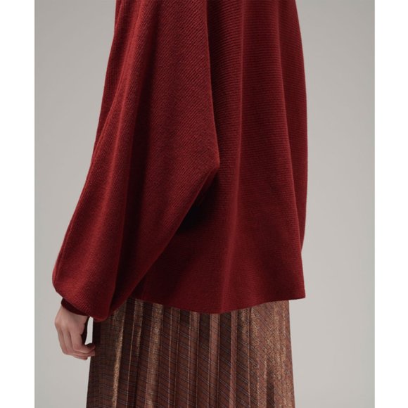 Ladies' Mock Collar Sweater MERLOT (LYK-011) - Picture 4 of 7